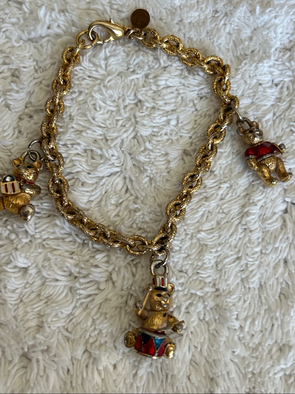 Christopher Radko Gold Tone enamel Bear charms Bracelet.
